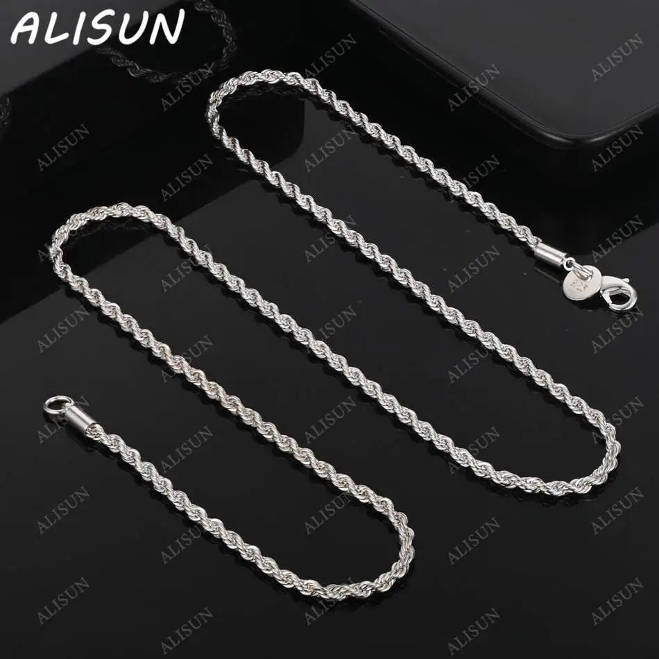 

ALISUN 925 Sterling Silver 40-75cm 3mm Thread Chain Necklace For Women Man Charm Trend Birthday Gifts Fashion Party Fine Jewelry