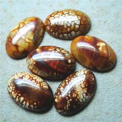 6PCS 20X30MM Natural Ancient Gemstone Cabochons Oval Shape 20X30MM Crack Brown Colors No Hole DIY Jewelry Accessories Free Ships