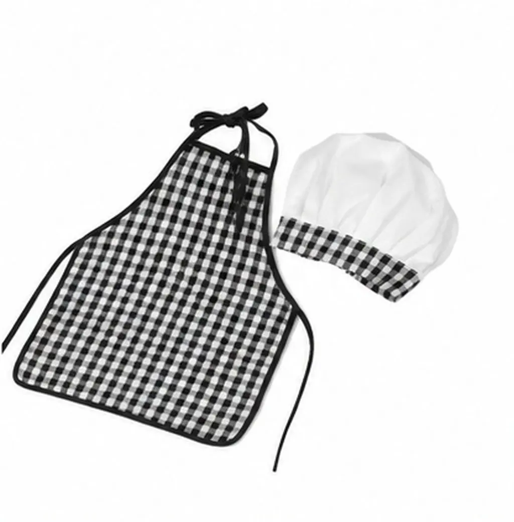 1Set Chef Outfit for Baby Newborn Photography Apparel Cute Comfortable Kids Apron and Chef Hat Set for Baby Boy Girl Photoshoots