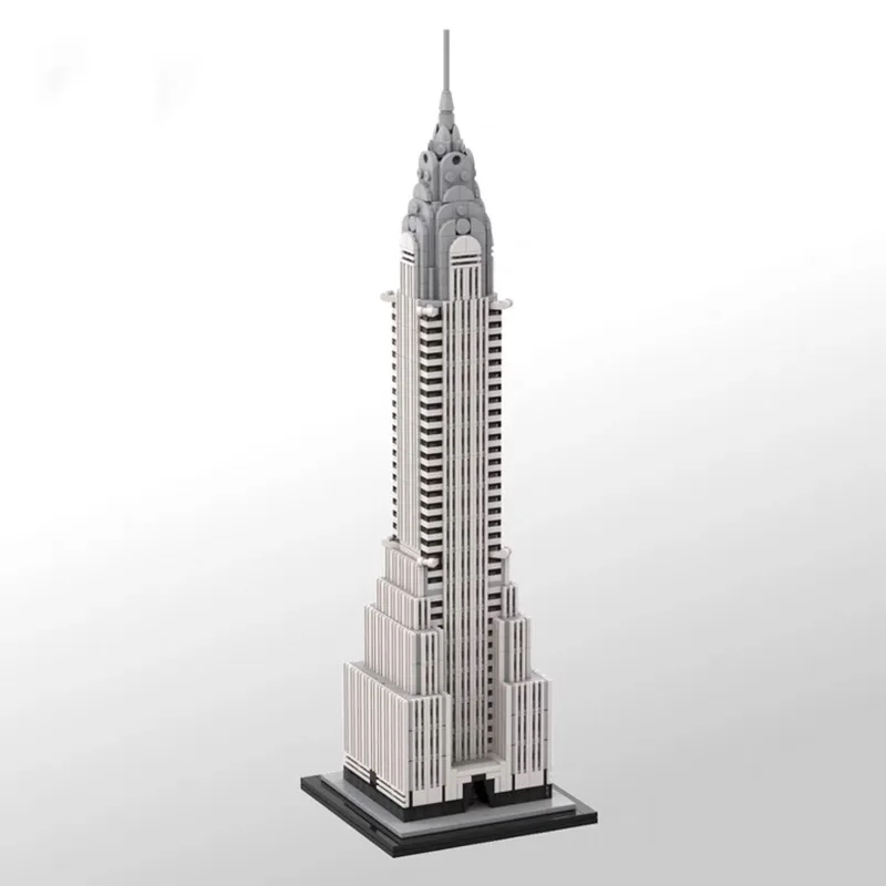 

MOC City Scene Architecture Chrysler Building 1:800 Scale Model Building Block Assembly Street View Building Children Toys Gifts