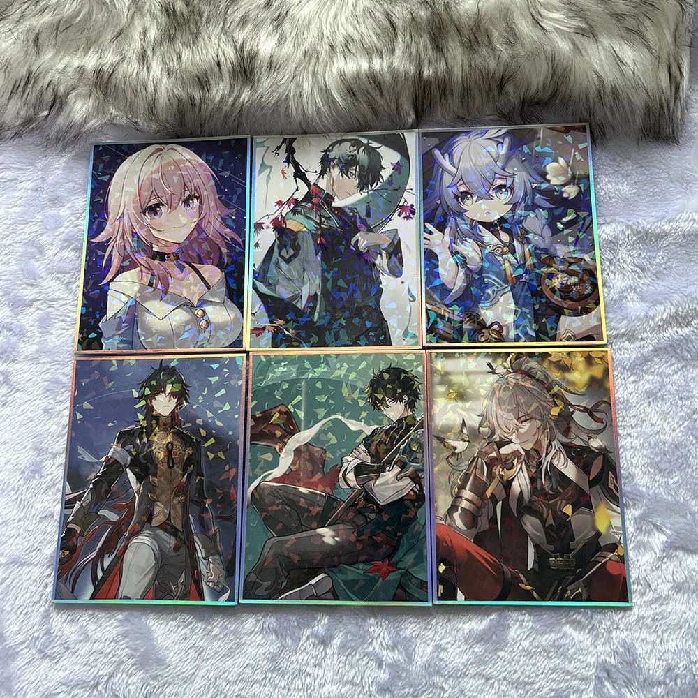 Anime Game Honkai Star Rails Heros Paintings Cosplay Jingyuan Kafka Danheng Seele Blade Laser Paper Kawaii Paper Toys Gifts