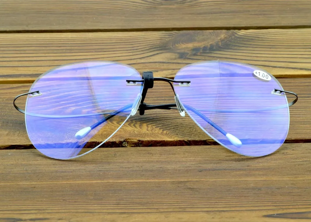 Clara Vida Rimless Oversized Titanium Alloy Reading Glasses +0.75 +1 +1.25 +1.5 +1.75 +2 +2.5 +2.75 to +4