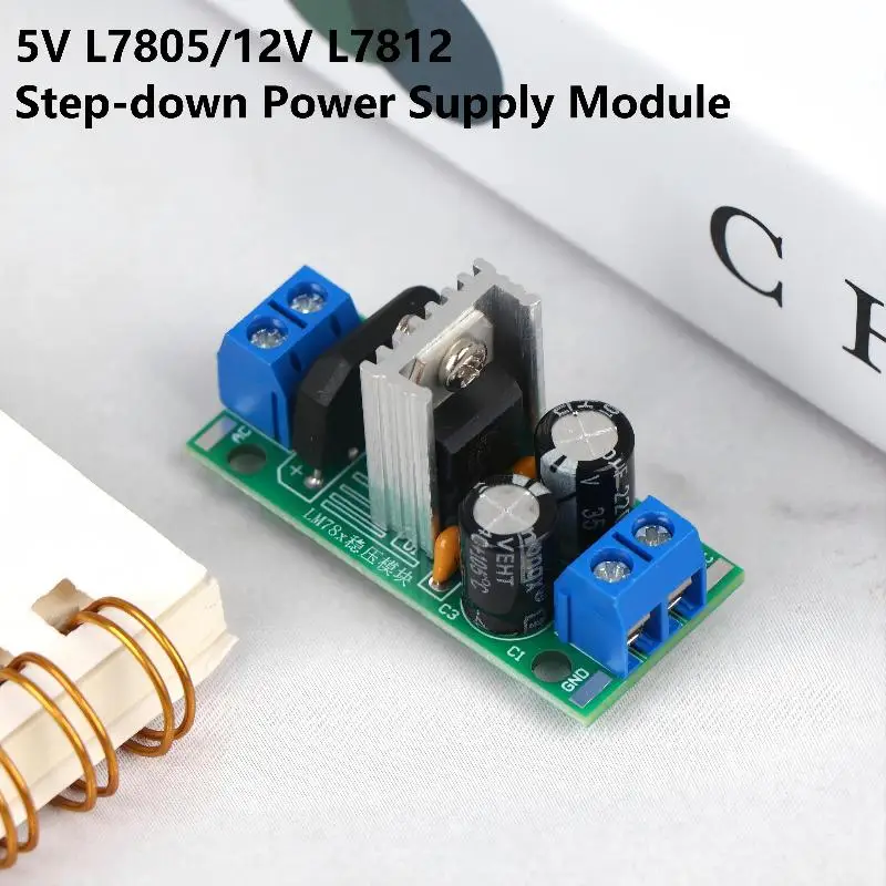 Hot Sale L7805 L7812 Step Down Power Supply Module 5V 12V Voltage Regulator Board With Heat Sink For DIY Electronics Projects
