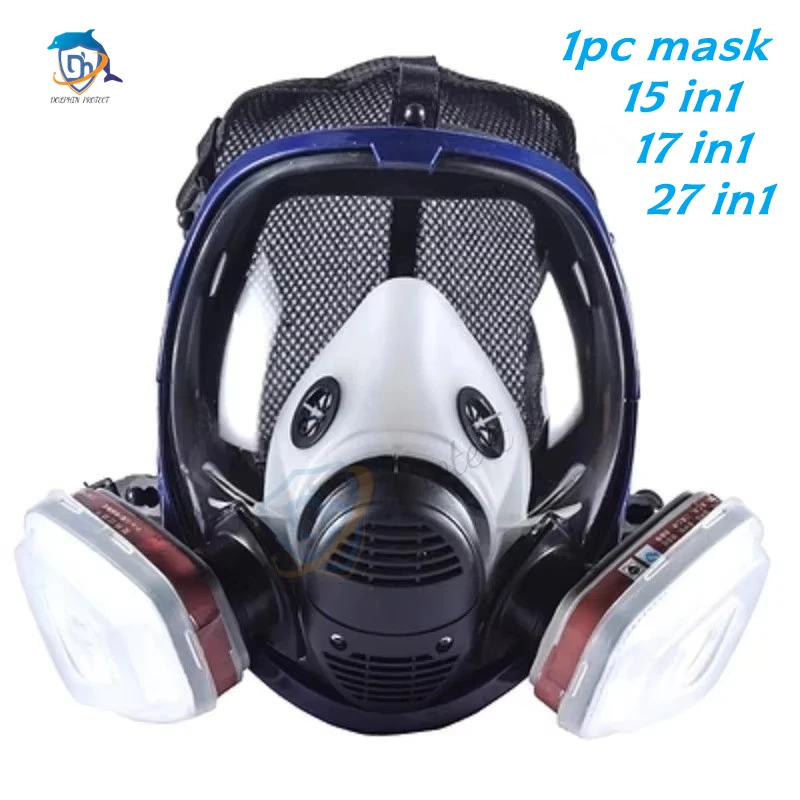 

Working chemical gas mask, 6800 full face mask, respirator, full face mask with carbon filter. Industrial, spray paint