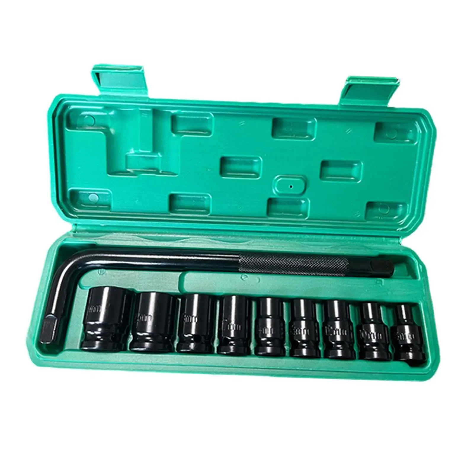 

10x 1/2" Drive Impact Socket Set with L Handle Heavy Duty Hex Socket Set