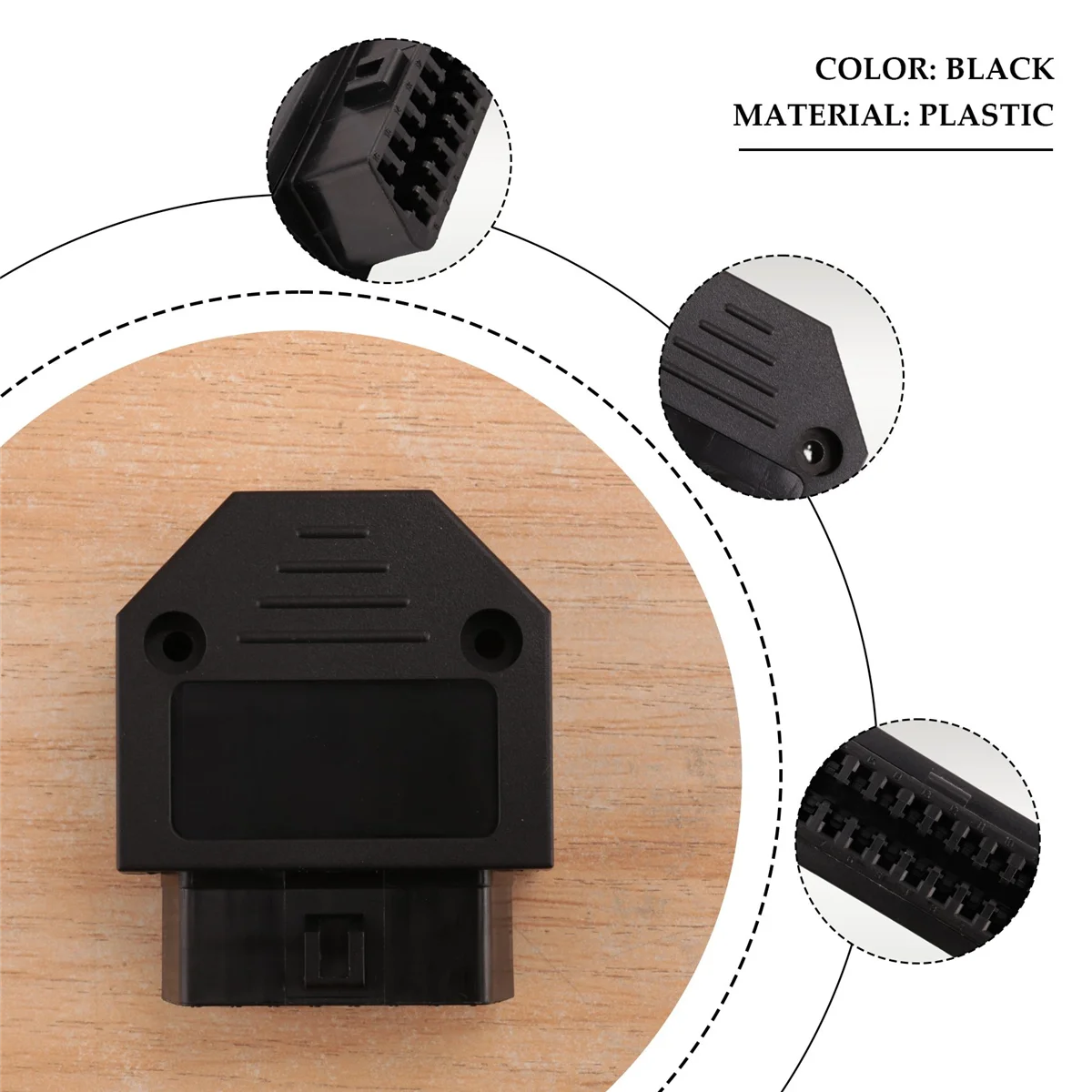 #633O OBD2 OBD II 16 pin connector socket Diagnostic Tool Adapter OBD connector + Enclosures + Terminal + screws (Black)