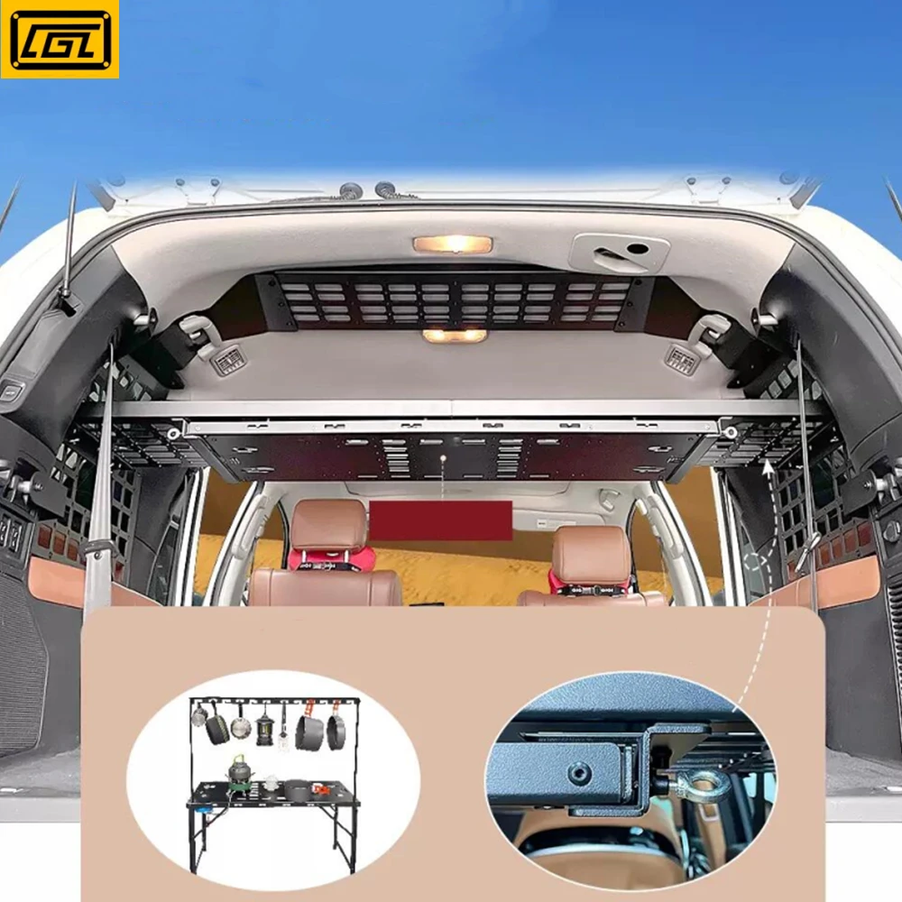 Fit for Toyota Sequoia 2008-2021 Rear Trunk Shelf Cargo Storage Molle Panels Outdoor Table