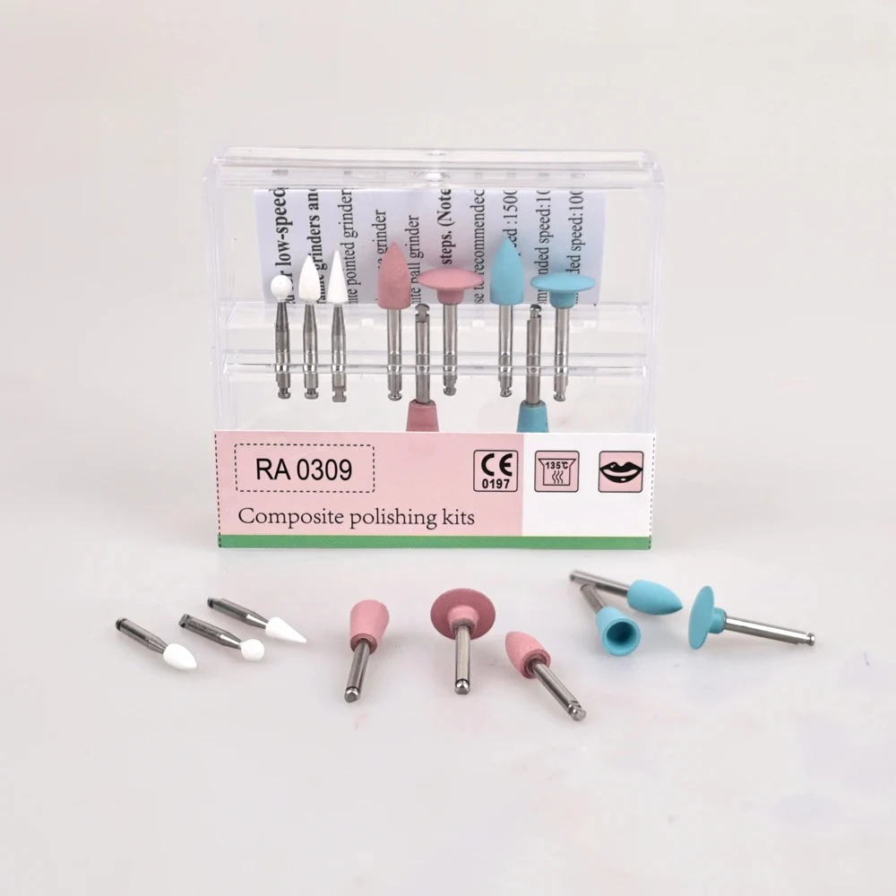 

Наборы для полировки стоматологических композитов Denspay: Комплект для шлифовки и полировки зуботехнических смол для низкоскоростных наконечников и угловых насадок