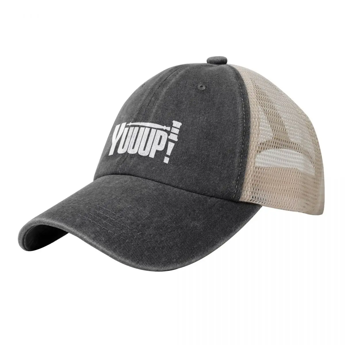 

Yuuup! popular auctioneer storage saying with auction hammer Cowboy Mesh Baseball Cap Hip Hop Custom Cap Men Women's