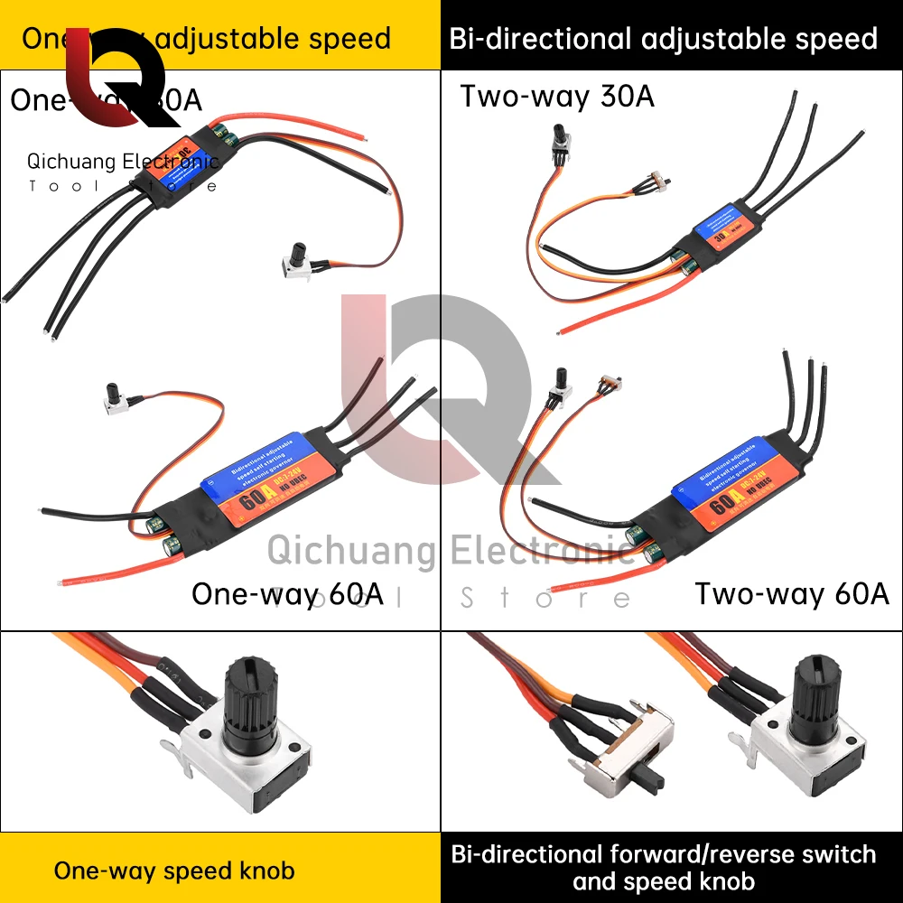 2-6S 30a 60a Esc Unidirectionele/Bidirectionele Zelfstartende Borstelloze Elektrische Regeling Snelheidsregelaar Esc Voor Diy Tools