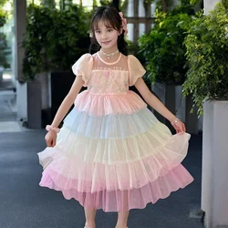 Kids Lolita Flower Dresses for Girls Princess Dress Baby Party Outfits Short Sleeve Summer Children Costumes 4 6 8 9 10 12 Years