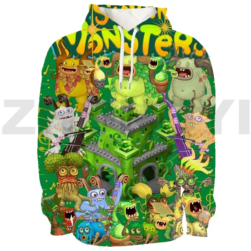 Lovely Anime My Singing Monsters Streetwear Hip-Hop High Street Tracksuit Men 3D Harajuku My Singing Monsters Hoodies Pullovers