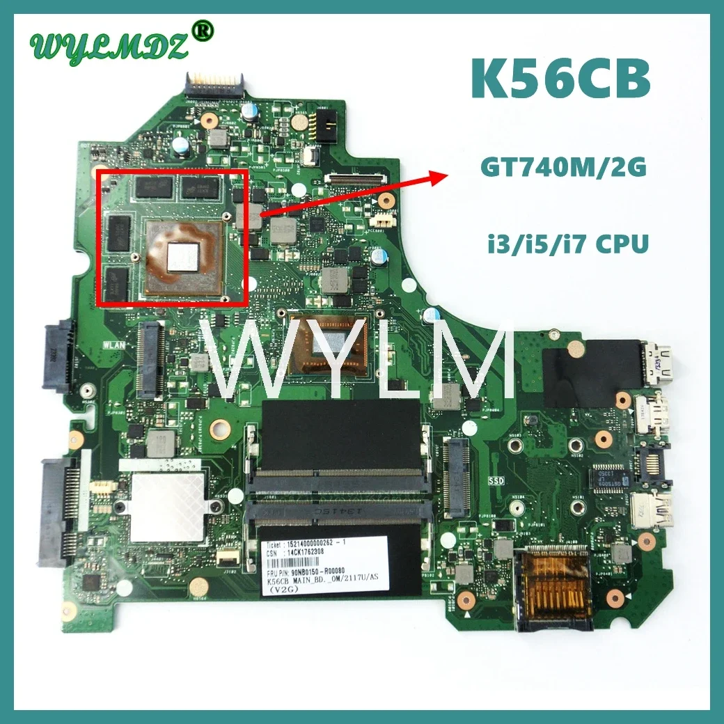 

Used K56CM GT635M i3/i5/i7CPU notebook Mainboard For Asus K56CB K56CA A56C S550CM S550CB Laptop Motherboard Tested Working