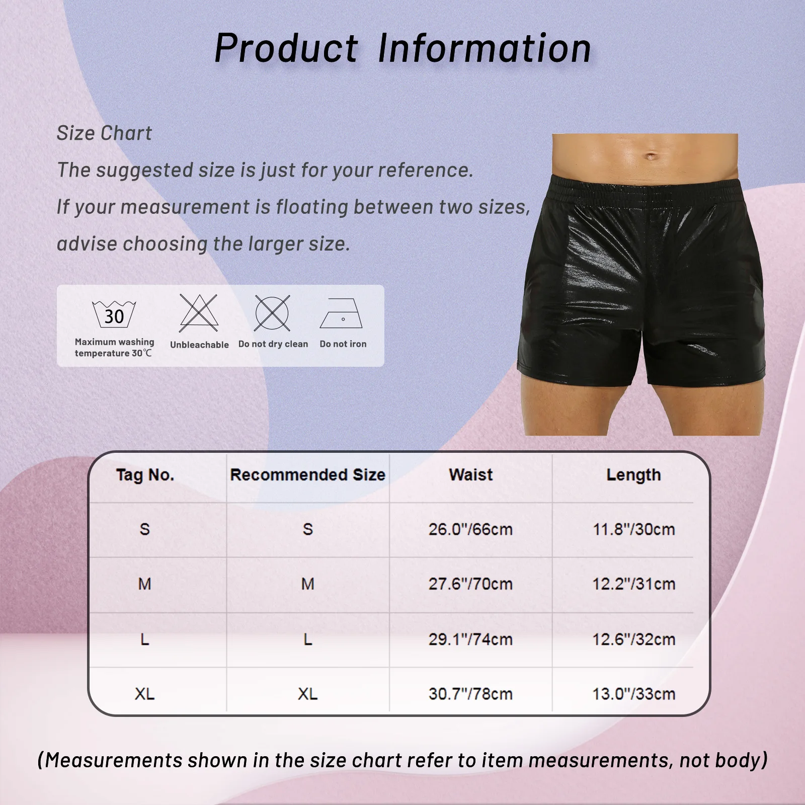 Mens Fashion Boxer Shorts Shiny Faux Leather Low Rise Bottoms Short Hot Pants with Pockets for Club Party Nightclub Stage Show