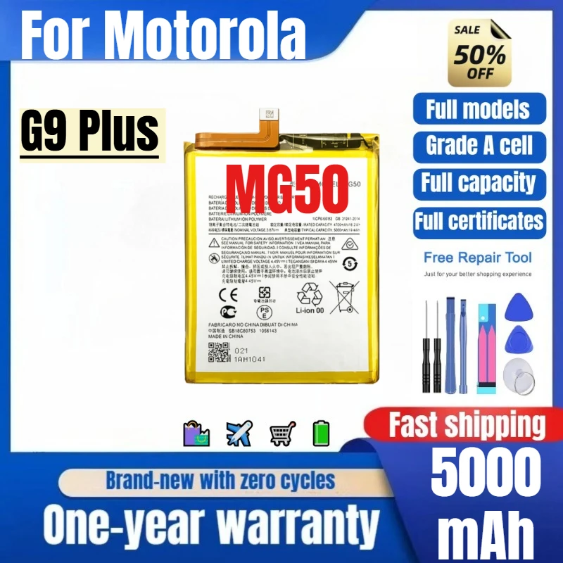 

MG50 for Motorola G9 Plus Phone Battery 0 Cycle High Quality High Capacity Battery Replacement Bateria Grade A Cell with Tools