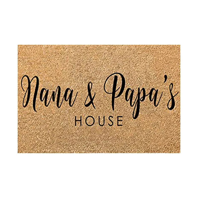 ممسحة مخصصة مع الاسم وتاريخ بناء المنزل تقليد مادة جوز الهند والكتان حدد لون الخط مثالي لحفل الزفاف #4