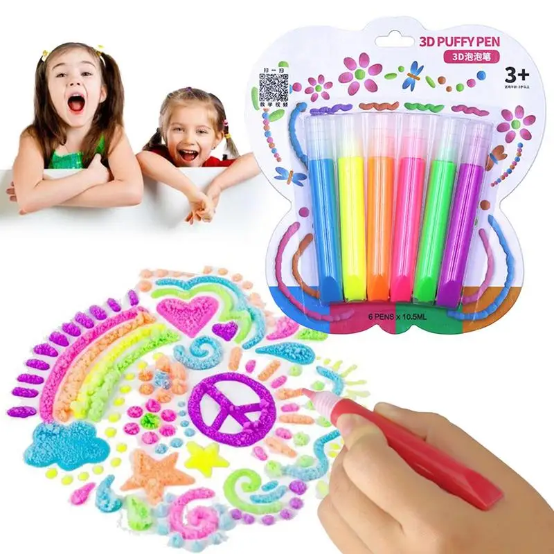 Stylos de Peinture pour Documents à Bulles, 6 Pièces, Stylos Magiques pour Bol, Stylo de Dessin à Bulles 3D, Art Sûr