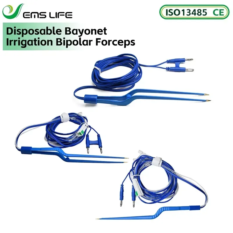Disposable Bayonet Irrigation Bipolar Forceps with Double 4.0MM Connector for Electrode Multiple Sizes 160MM 185MM 200MM 235MM