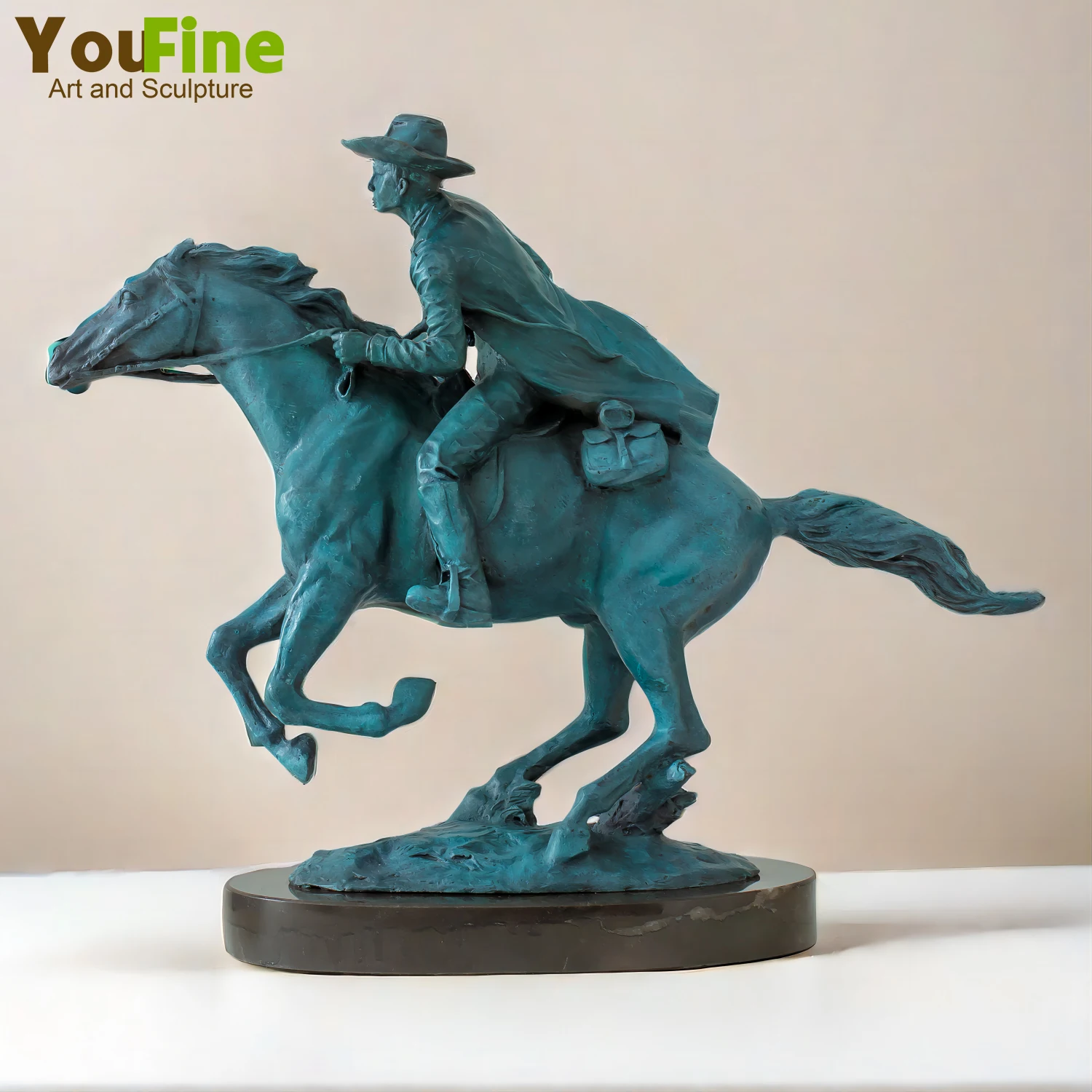 Bronze Cowboy Sculpture Famous Bronze The Broncho Buster by Frederic Remington Statue With Marble Base For Home Decor Collection