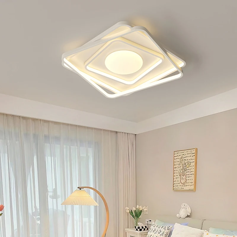 

White Cream Style LED Ceiling Light Log Bedroom Modern Lighting Living Room Simple Balcony Indoor Lamp Home Interior Decor Lamp