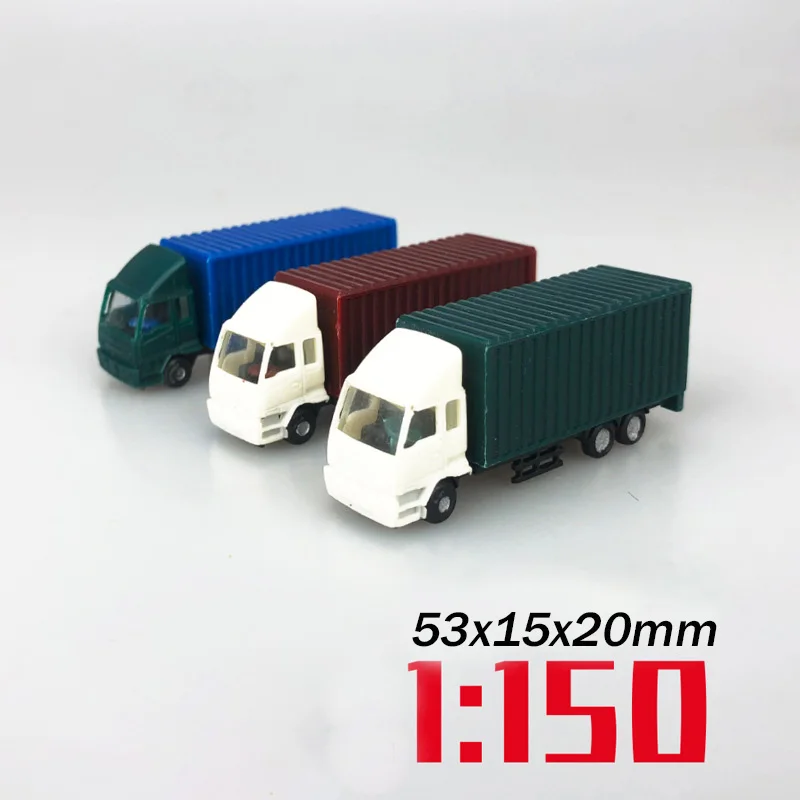 2Pcs Miniature Container Truck Model Kits Scale 1:100 1:150 1:200 Transporter Truck Lorry Vehicle Car Model Diorama Accessories view 3