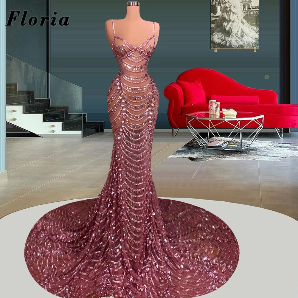 

Floria Modern Dubai Design Mermaid Prom Dresses Islamic Sequins Long Evening Gowns Robes De Cocktail 2023 Wedding Party Dresses