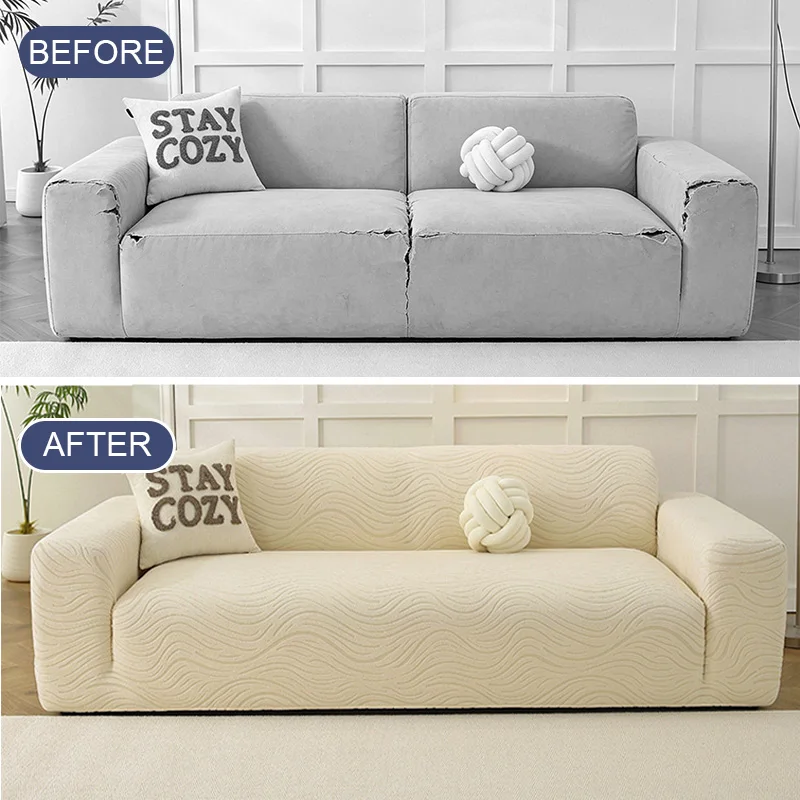 Universal Elastic Full Wrap Sofa Cover Durable Anti-Scratch Sofa Slipcover Machine Washable Furniture Protector for Living Room