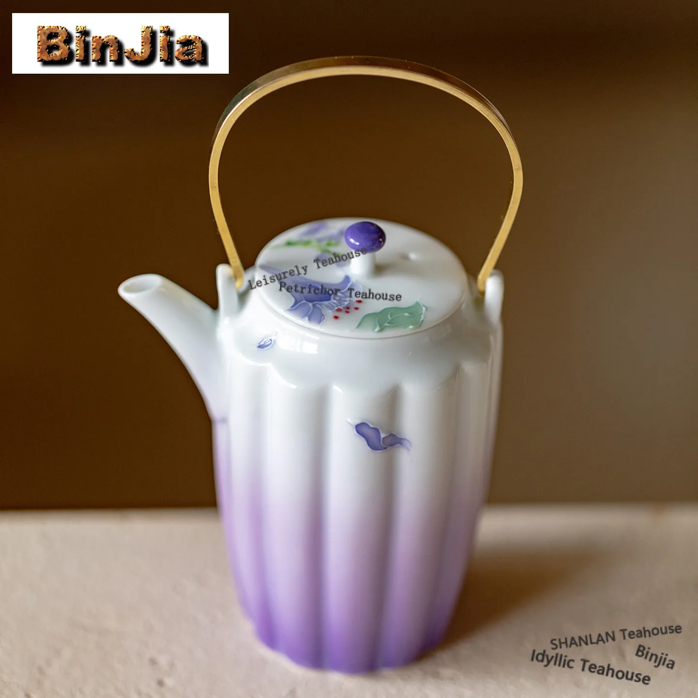 120ml Gradient Ramp Hand-painted Lifting Handle Teapot Luxury Tea Infuser Pot Tea Soaking Kettle With Filter Tea Ceremony Craft