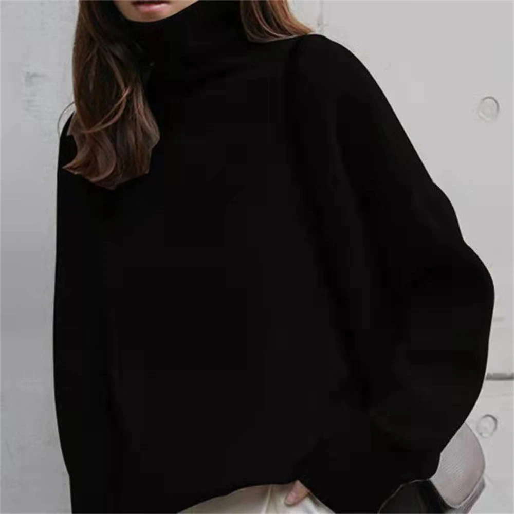 

New Orange Turtleneck Sweater Women's Thick Pullover Bottoming Shirt Loose Large Size Lazy Style Fashion temperament woolen Tops