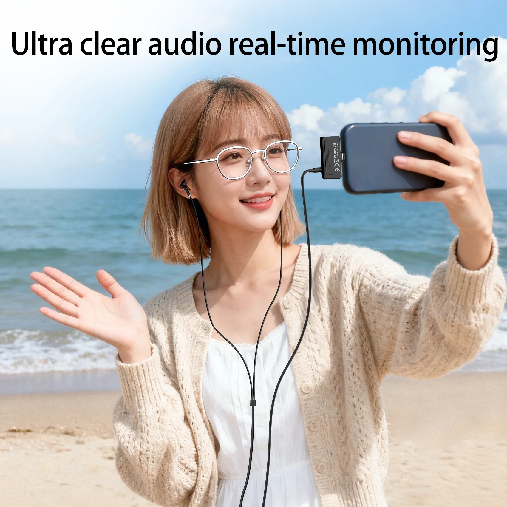 LINIM R6 Noise-Canceling Microphone Dedicated for Podcast/Vlog  AI Noise Reduction Plug-and-Play Monitor Mobile Microphone