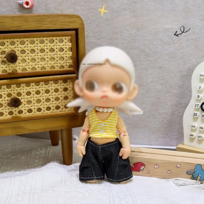 Fashion Casual Doll Outfits Yellow Stripe Shorts Set 1/8 BJD Clothing Modified Dress Up Suit For Zsiga Joint Doll