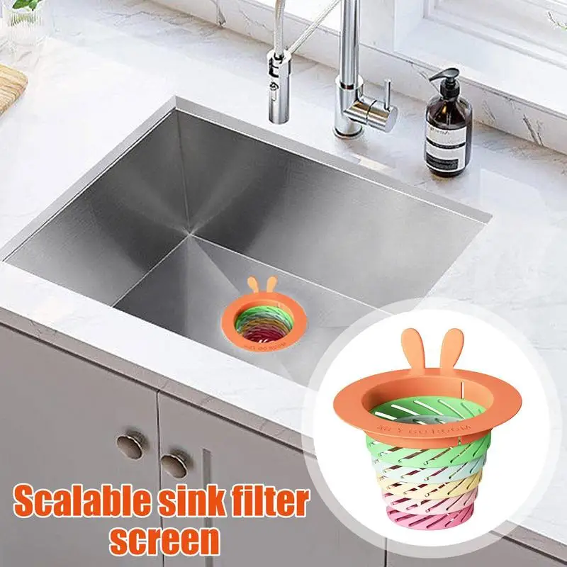 Kitchen Sink Filter ABS Mesh Sink Strainer Filter Bathroom Hair Catcher Drain Filter Telescopic Sink Strainer Household Gadgets