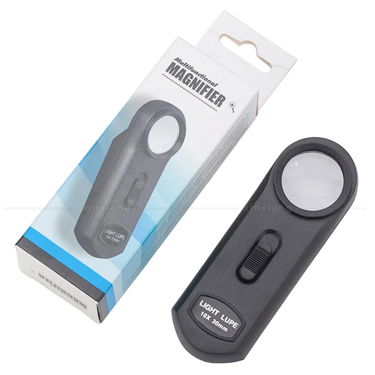 20 Stück 10 Mal 30 mm LED-Lampe, einziehbare Halterung, Handheld-Identifikationskollektion, antiker Schmuck, Schiffslupe