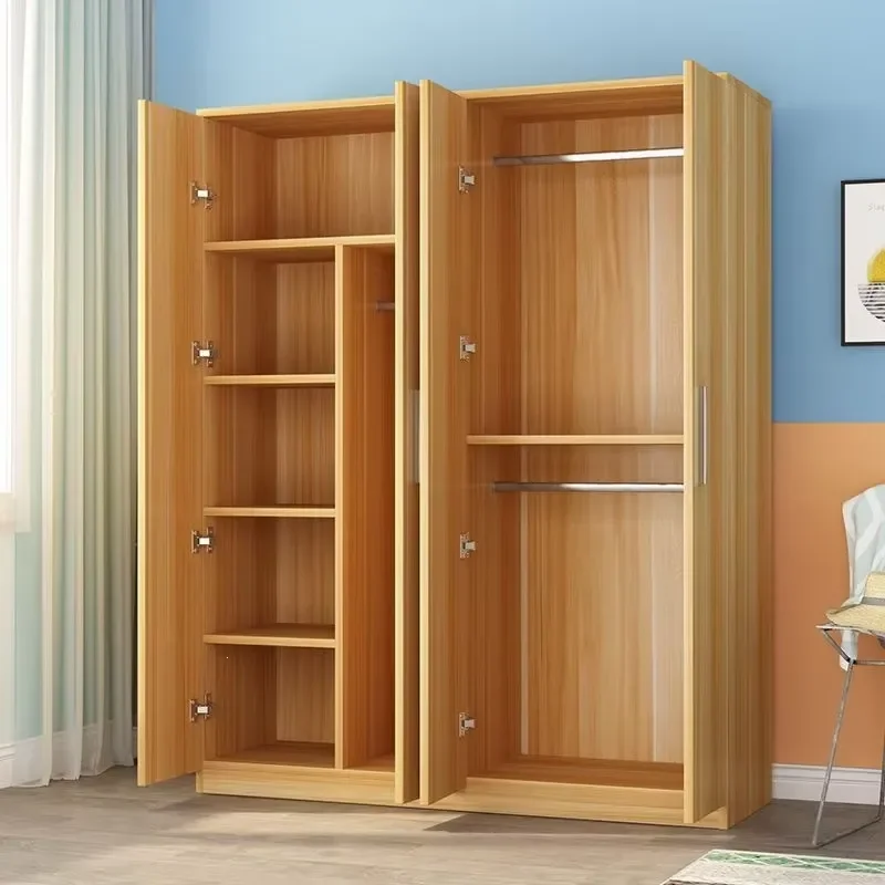 Wardrobe Home-use Budget-friendly Modern Minimalist Assembled Bedroom Storage Simple Solid-wood Cabinet Rental Apartments