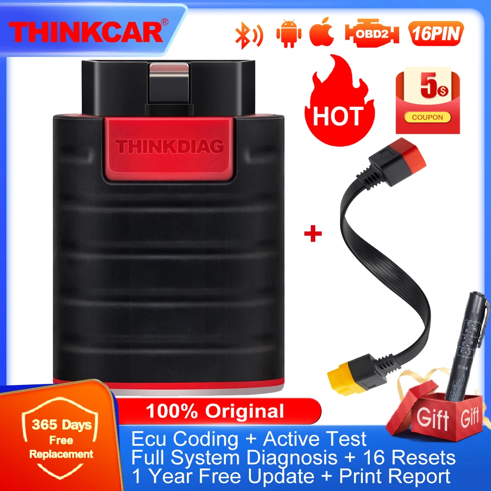 

Thinkcar Thinkdiag HOT Version All System Diagnostic Tool OBD2 Scanner 16 Resets Service Ecu Coding Active Test 1 Year Free