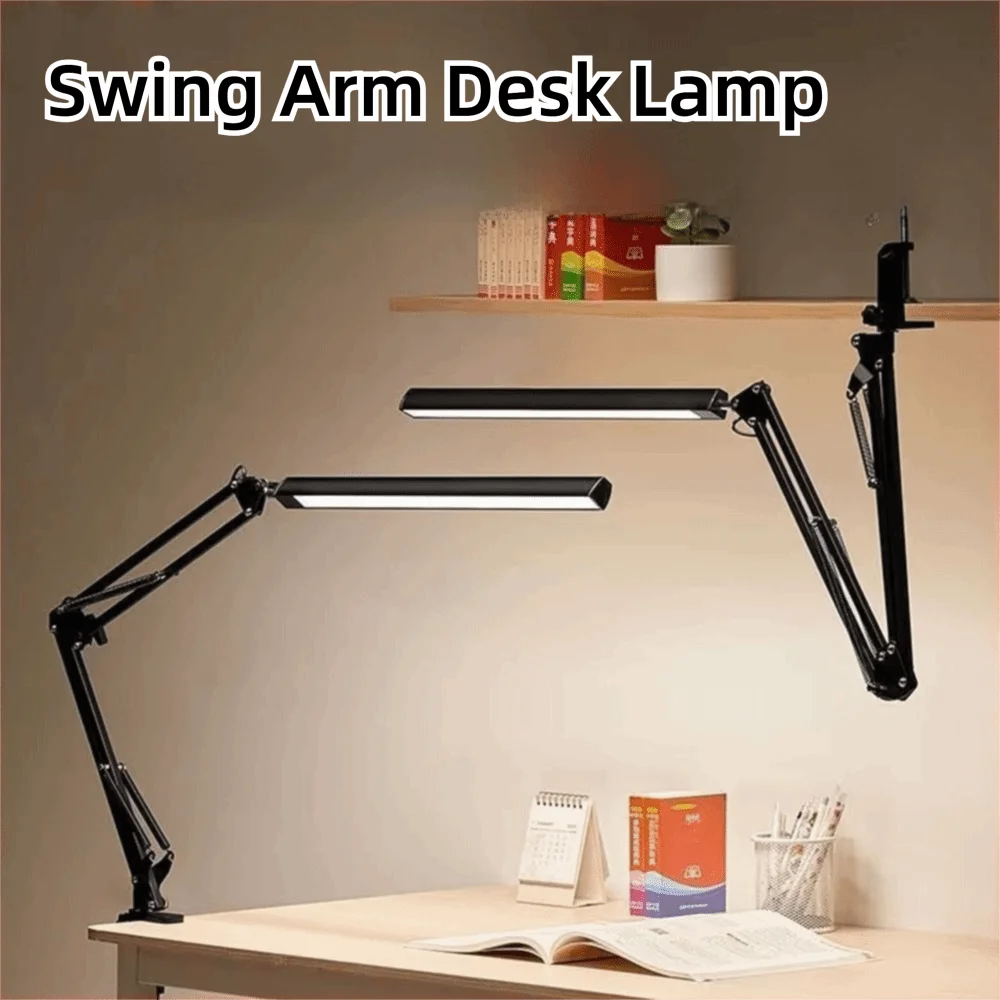 

3 Lighting Modes LED Desk Lamp with Clamp Dimmable Eye-Caring Folding Clip on Light Flexible Portable Swing Arm Desk Lamp