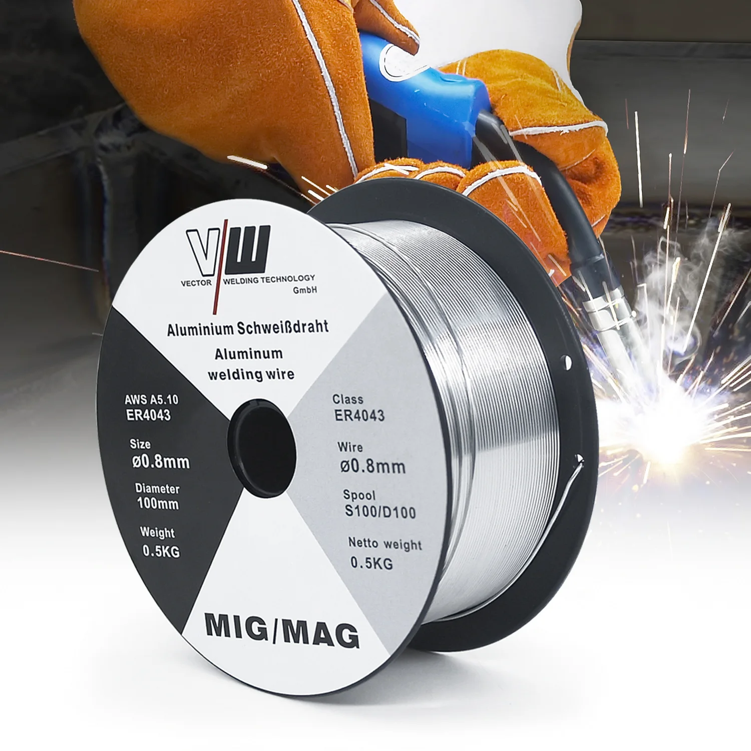 Mig/Mag أسلاك لحام من الألومنيوم 0.5 كجم 0.8 مللي متر ER4043