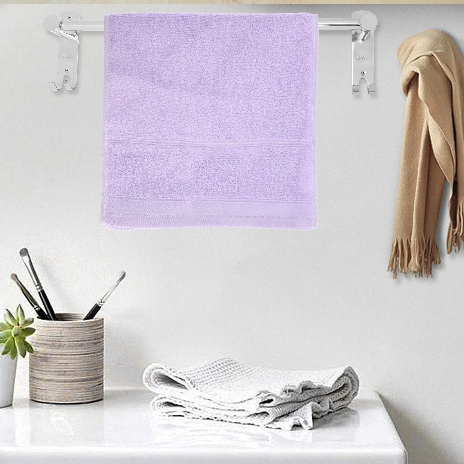 

Stainless Steel Towel Rack Adjustable Bathroom Kitchen Wall Mounted Hand Towel Bar Space Saving Hanger Pot Bar Rack