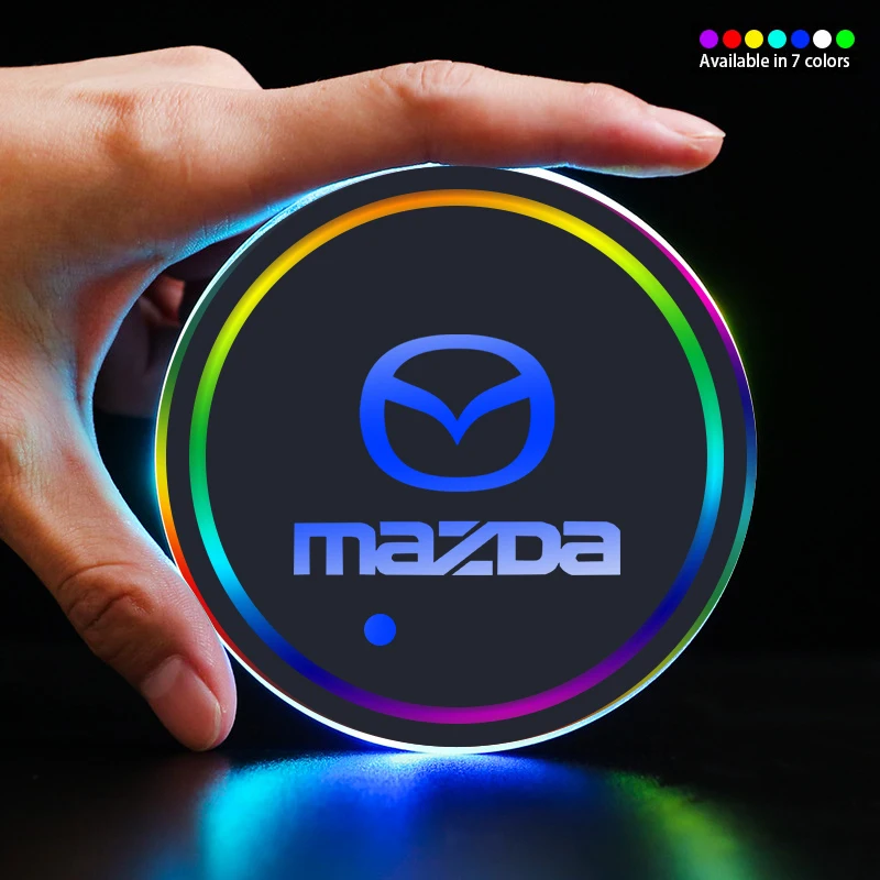 2PCS Luminous Water Coaster Water Cup Mat Non-Slip Mat For Mazda 2 3 5 6 7 Axela Atenza Speed Demio MPS Miata RX7 RX8 626 BM BL