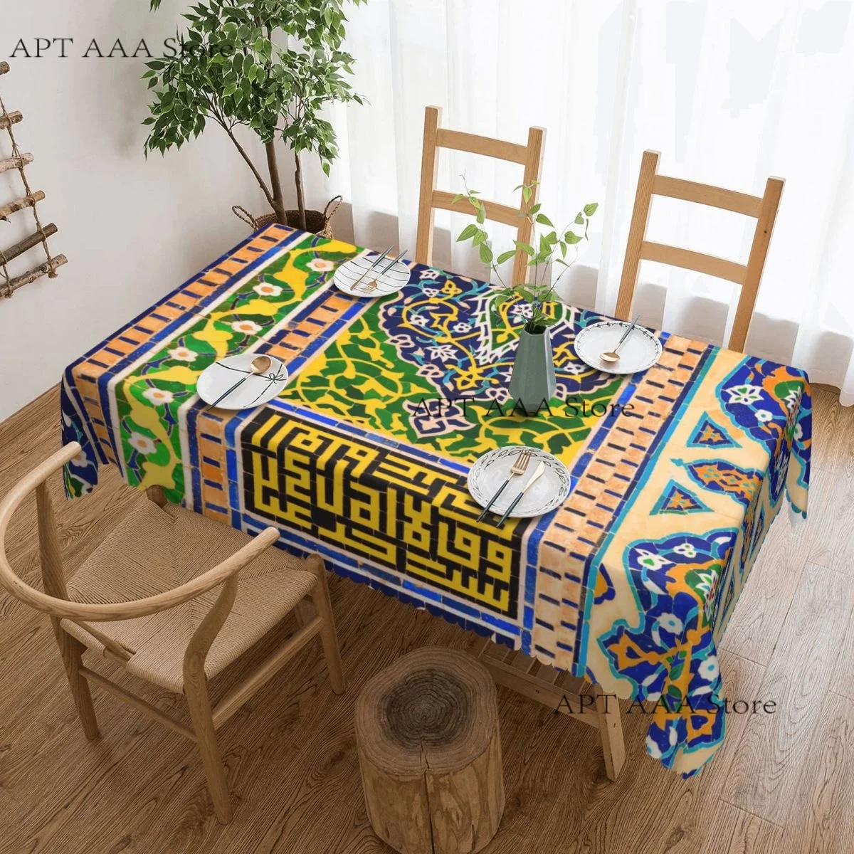 Mosaic Pattern Anti-stain Tablecloth rectangular Party Classic Waterproof