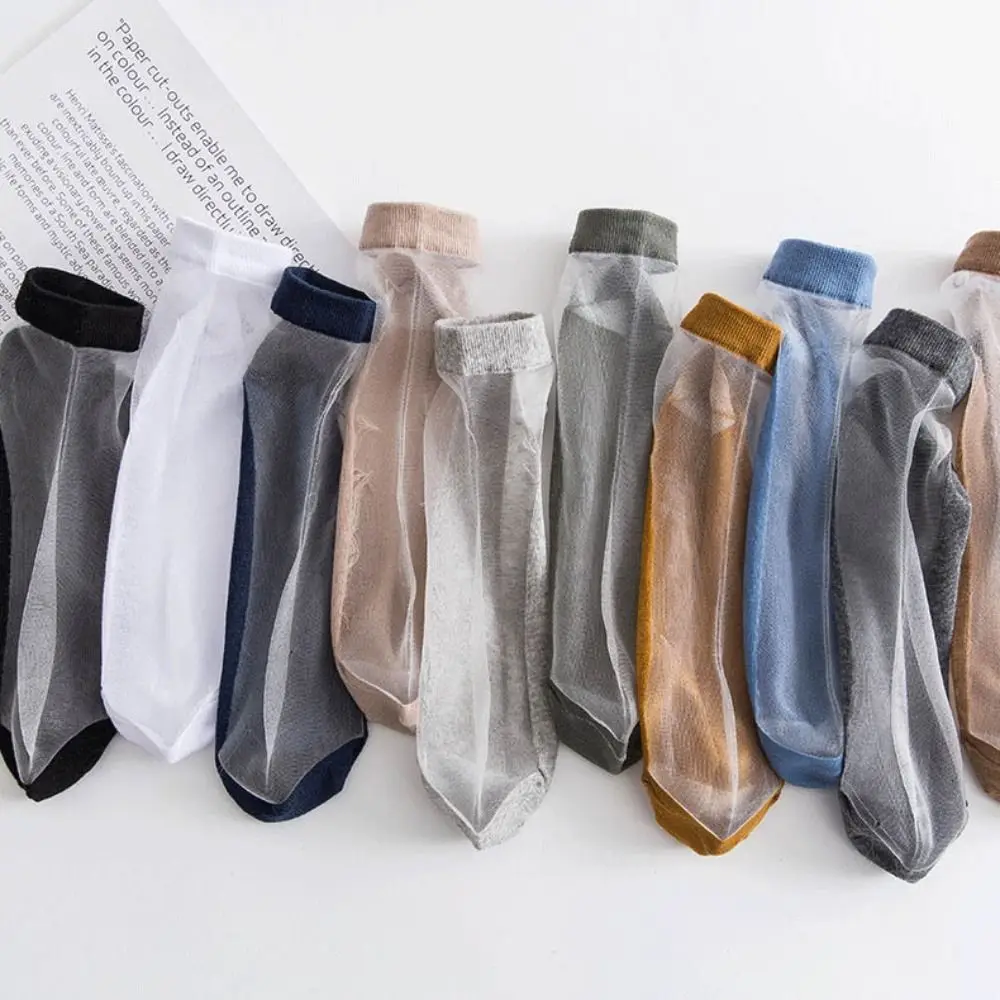 Chaussettes d'Été Transparentes pour Homme, Accessoire de Rinçage Invisible, Tube Moyen, pour Maris, Document Solide