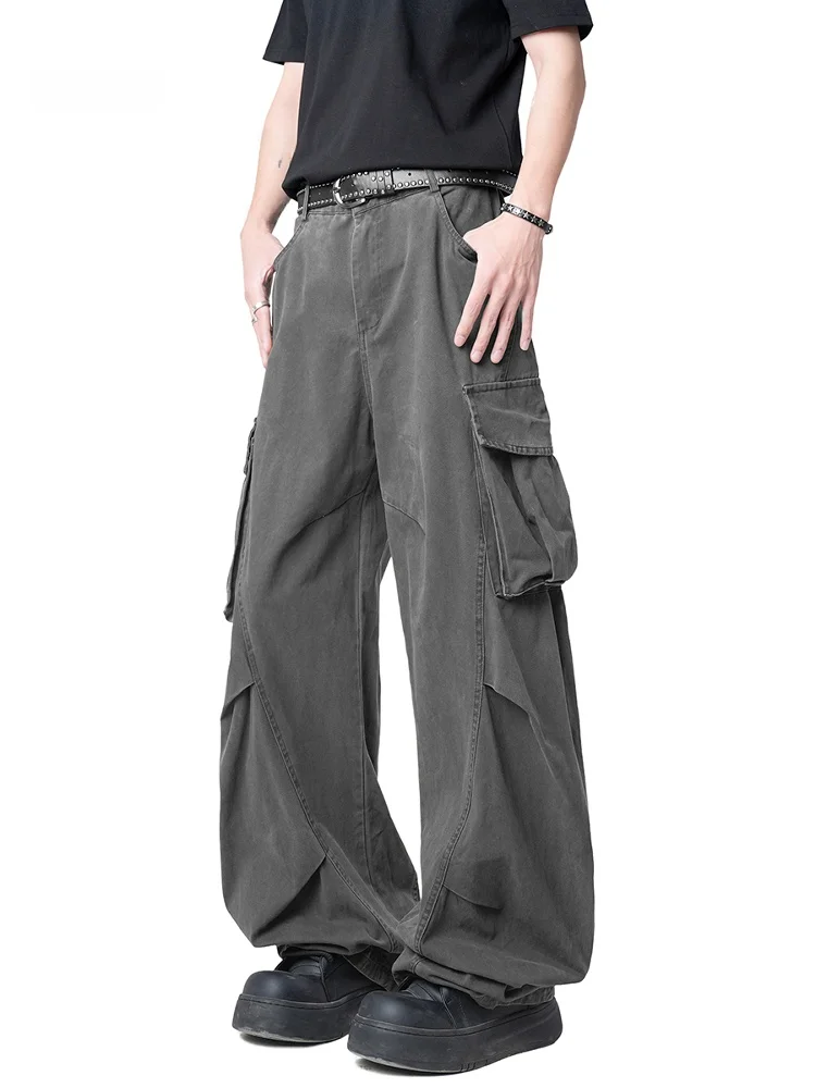 

Wmnm Men's Workwear Pants Summer Trendy American Retro Multi-ket Straight Leg Wide Leg Jeans Folded Soldier orm Trousers