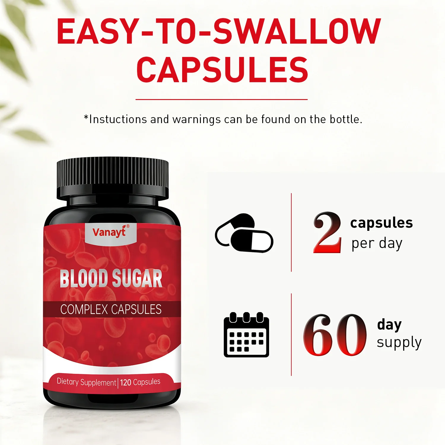 Blood Sugar Capsules Daily Wellness Supplements with Cinnamon & Alpha Lipoic Acid Ingredient Metabolic Balance Support 120 Count