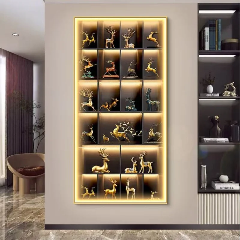 Nordic Lucky Deer LED Wall Light Vertical Light Painting Channel Entrance Art Wall Light Living Room Corridor Home Decoration