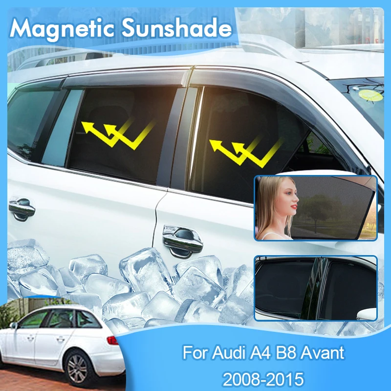 Magnetic Sunshade For Audi A4 B8 Avant 2008 2009 2010 2011 2012 2013 2014 2015 UV Protection Sunshade Curtain Car Accessories