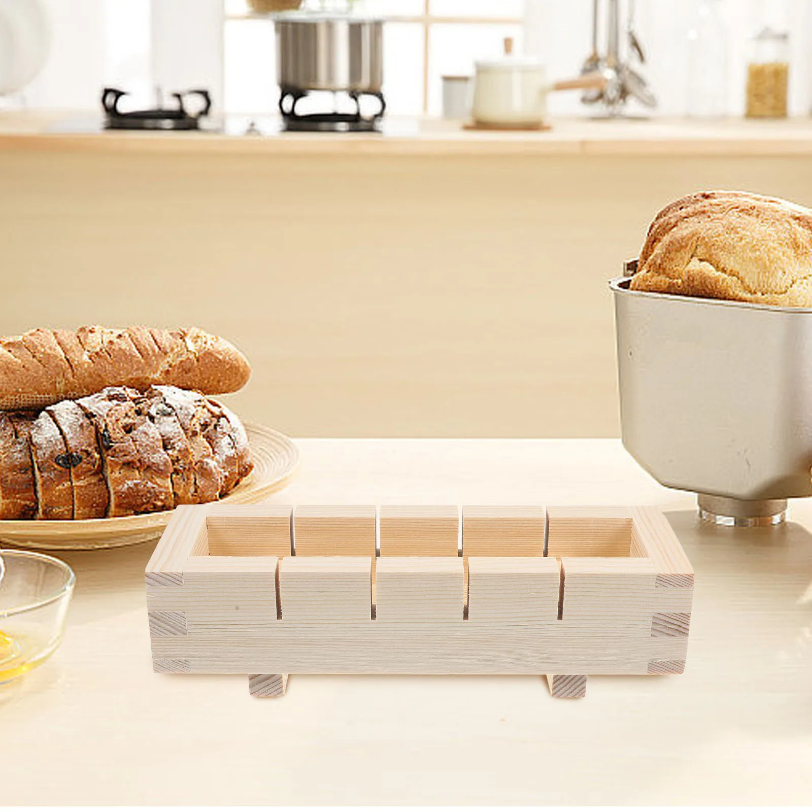 

Wooden Sushi Mold Set Rectangular Rice Press Tool Non-Toxic Beginner Kids Friendly Homemade Cake Fudge Rolls Kitchen