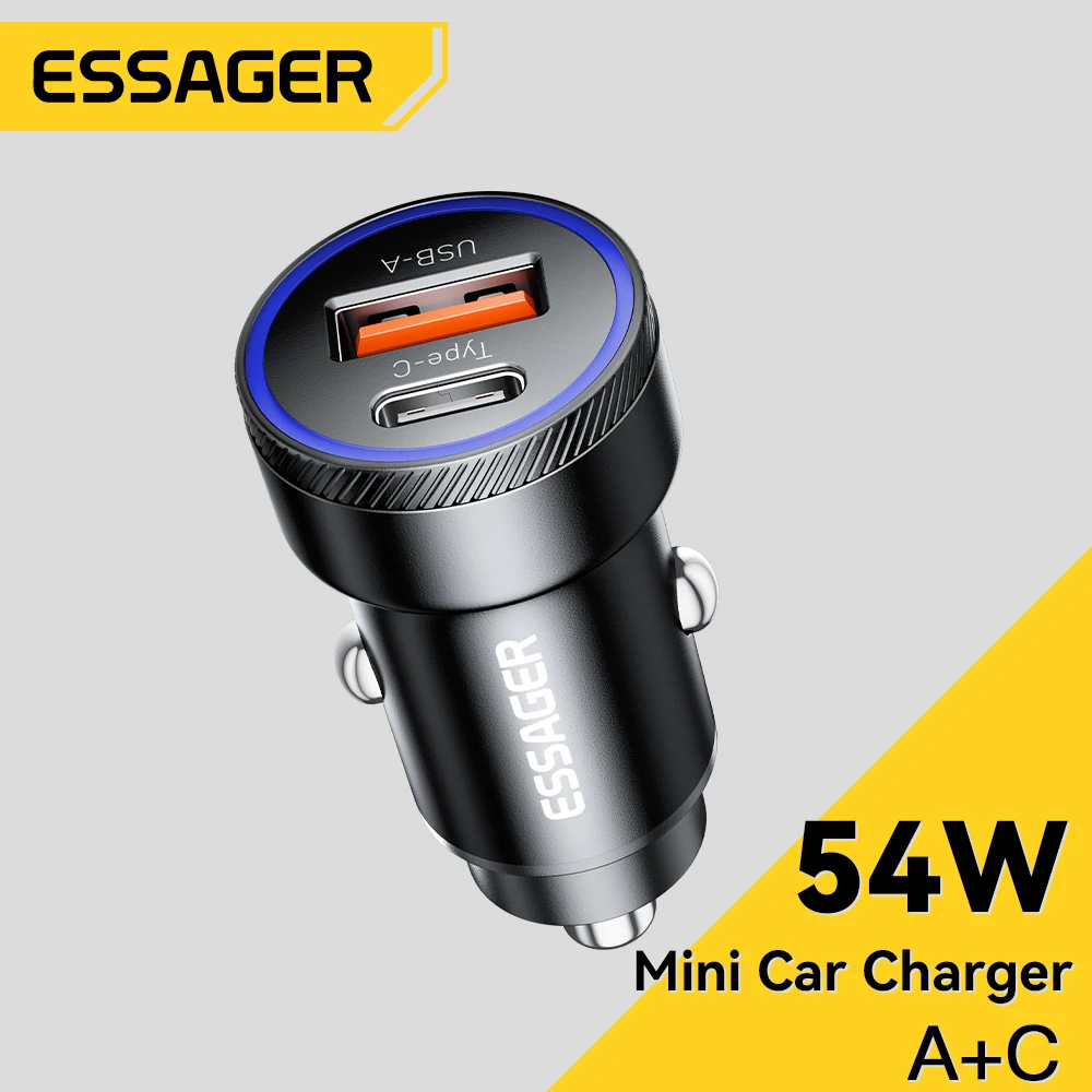 

Essager 54W USB Car Charger 5A Fast Charing QC 3.0 PD 3.0 SCP AFC USB Type C Car Phone Chargers For iPhone Huawei Samsung Xiaomi