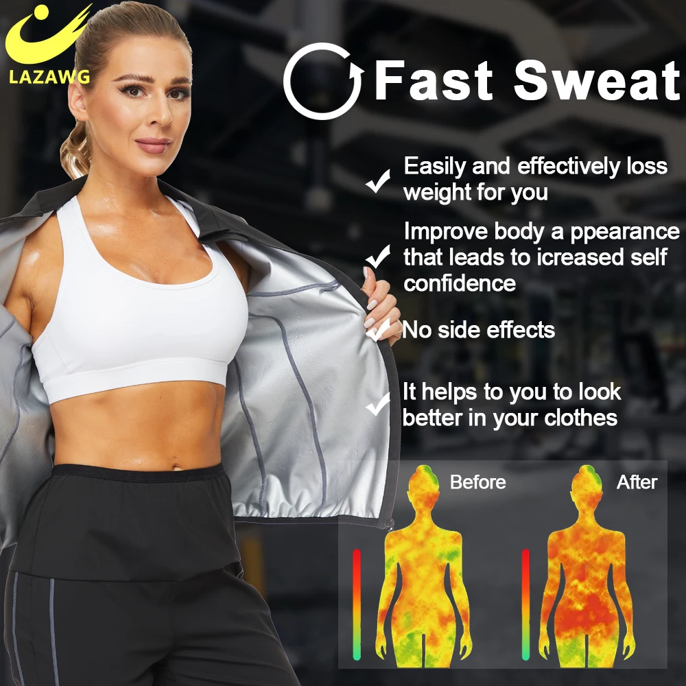 LAZAWG Women Sauna  Jacket Pant Women Yoga Legging Weight Loss Top Fitness Hot Sweat Sportwear Body Shapers