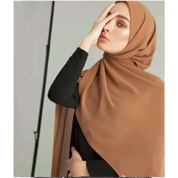 Chiffon Head Wraps for Women Solid Color Fashion Bubble Chiffon Scarf Hijab