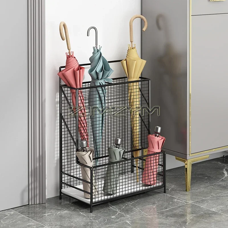 Metal Umbrella Stand Rack, Free Standing Umbrella Holder Stand Organizer with Removable Drip Tray for Entryway, Home, Office